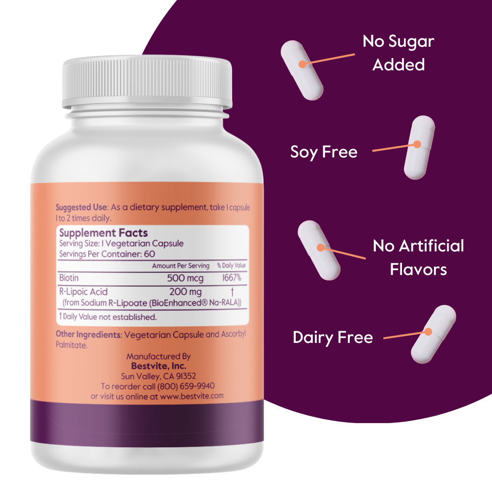 R-Lipoic Acid 200mg w Biotin