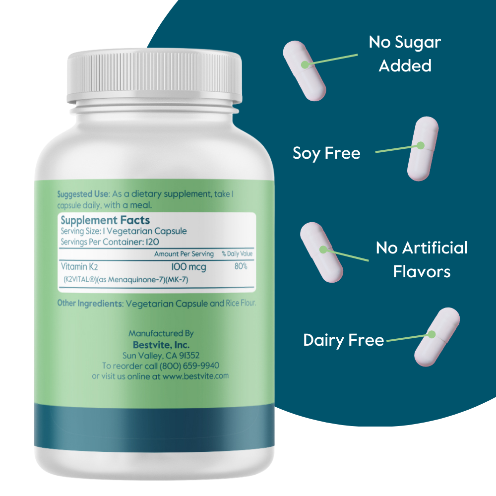 Vitamin K2 as MK-7 100mcg with Patented K2VITAL®