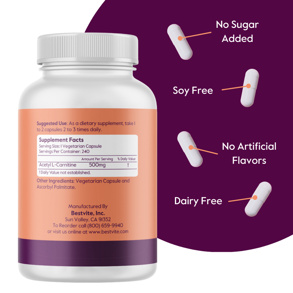 Acetyl L-Carnitine 500mg (Vegan) | Bestvite.com - The Most Trusted Name in Vitamins Acetyl L-Carnitine 500mg (Vegan) | Bestvite.com - The Most Trusted Name in Vitamins