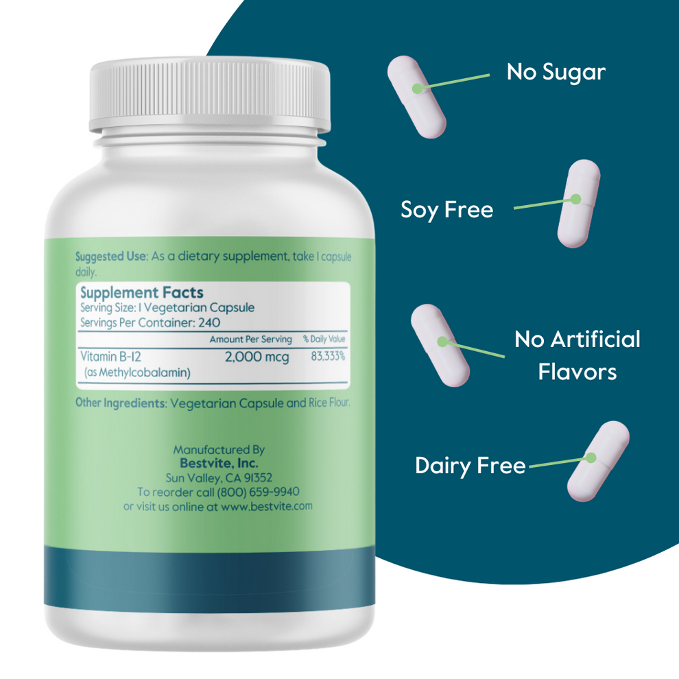 Vitamin B12 (Methylcobalamin) 2000mcg | Bestvite.com - The Most Trusted  Name in Vitamins