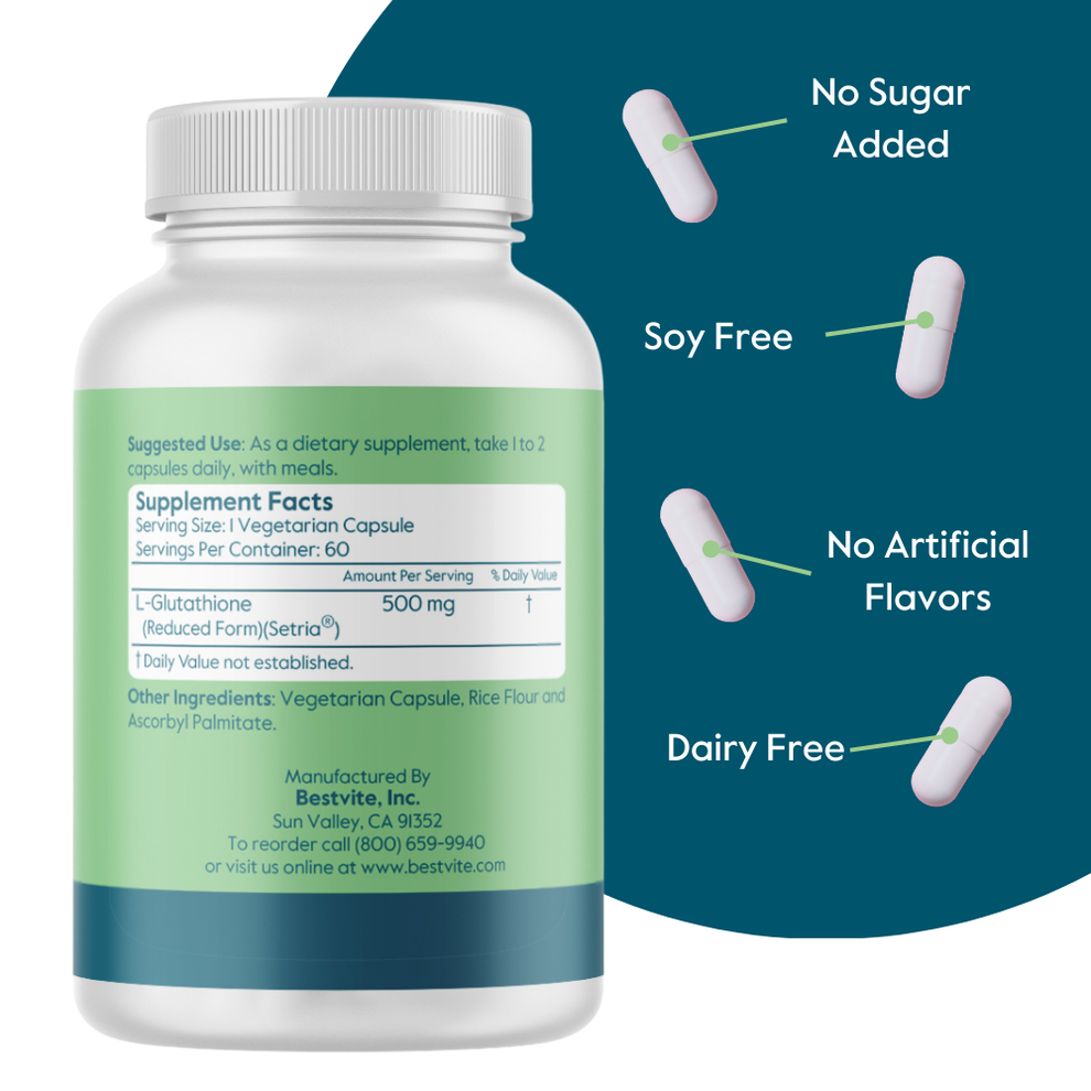 L-Glutathione (Made with Setria) 500mg | Bestvite.com - The Most Trusted Name in Vitamins L-Glutathione (Made with Setria) 500mg | Bestvite.com - The Most Trusted Name in Vitamins