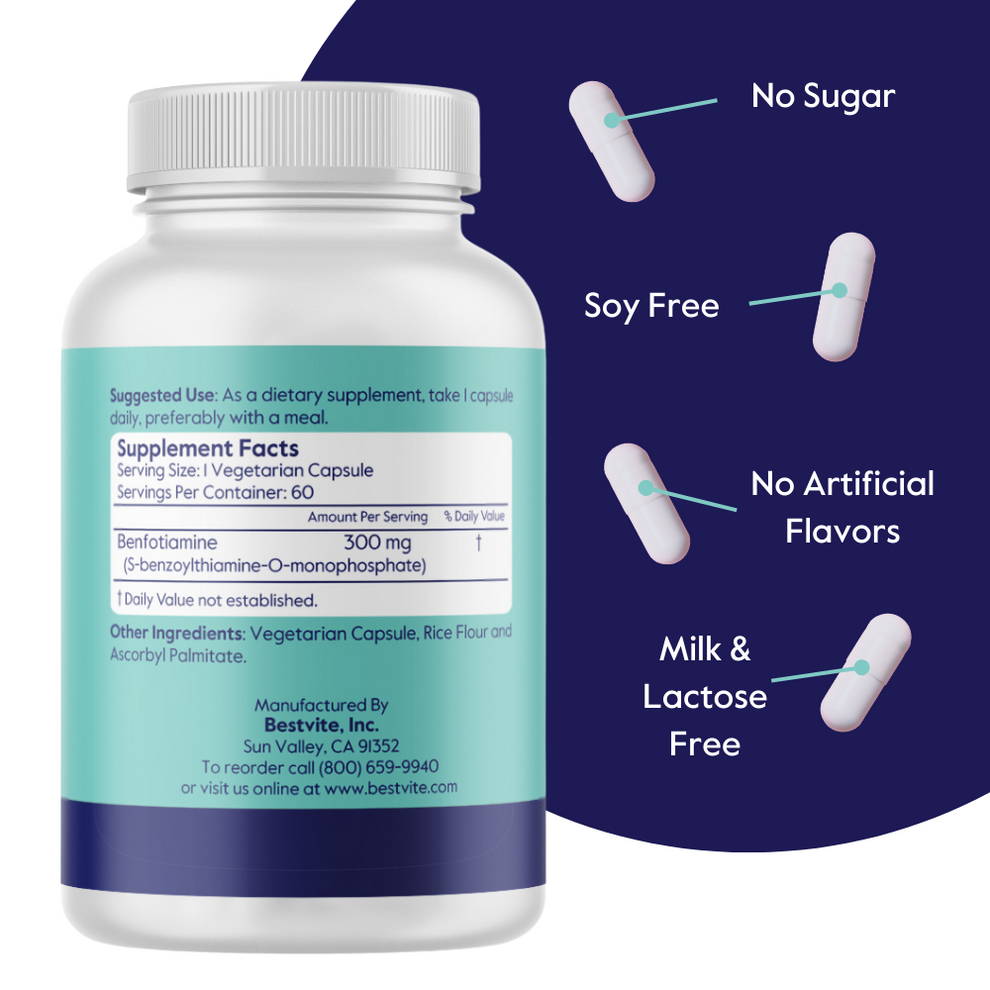 Benfotiamina 300mg Regula Azúcar En La Sangre (90) Americano - Foto 10